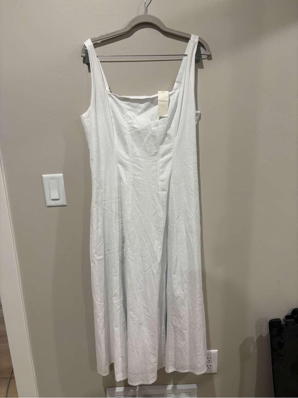 Abercrombie & Fitch White Midi Dress with Square Neck - Picture 2 of 5